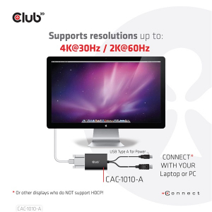 Club3D &Aacute;talak&iacute;t&oacute; - CAC-1010 (DisplayPort to Dual Link DVI-D, akt&iacute;v, 4K30Hz, HDCP ON) (CAC-1010-A)
