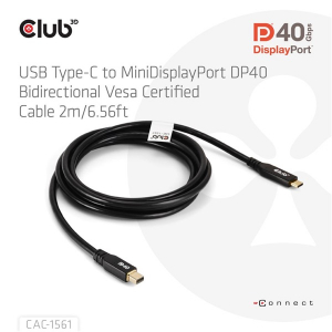 Club3D K&aacute;bel -  (USB-C to Mini DisplayPort 2.1, DP40 Bidirectional, 2m, 8K30Hz) (CAC-1561)