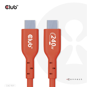 Club3D K&aacute;bel -  (USB2 Type-C, 480Mb, 240W PD EPR, 1m, Bidirektional, USB-IF tan&uacute;s&iacute;tv&aacute;ny) (CAC-1511)