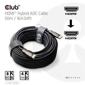 Club3D K&aacute;bel -  (HDMI 2.1 Ultra High Speed, Hybrid AOC, 4K120Hz, 8K60Hz, 48Gbps, M/M, 50m) (CAC-1393)