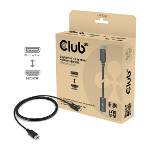 Club3D K&aacute;bel -  (DisplayPort 1.4 to HDMI 2.0, akt&iacute;v adapter, 4K60Hz, HDR, 2m) (CAC-1083)