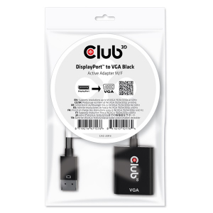 Club3D &Aacute;talak&iacute;t&oacute; -  (DisplayPort 1.1a to VGA, fekete, akt&iacute;v, WUXGA 1920x1200 @60Hz) (CAC-2013)