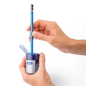STAEDTLER Hegyező, k&eacute;tlyuk&uacute;, tart&aacute;lyos,  "512", k&eacute;k (TS512001)