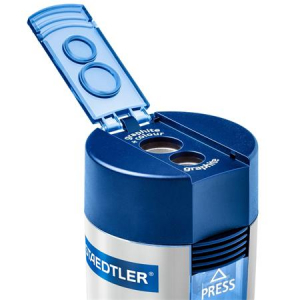 STAEDTLER Hegyező, k&eacute;tlyuk&uacute;, tart&aacute;lyos,  "512", k&eacute;k (TS512001)