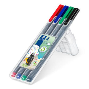 STAEDTLER Tűfilc k&eacute;szlet, 0,3 mm,  "Triplus 334", 4 k&uuml;l&ouml;nb&ouml;ző sz&iacute;n (TS334SB4)