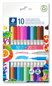 STAEDTLER Rostir&oacute;n k&eacute;szlet, 1/3 mm, k&eacute;tv&eacute;gű,  "3280", 20 k&uuml;l&ouml;nb&ouml;ző sz&iacute;n (TS3280C10)