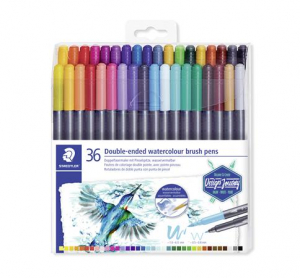 STAEDTLER Ecsetirón készlet, 0,5-0,8/1,0-6,0 mm, kétvégű,  "3001", 36 szín (TS3001TB36)