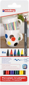 Edding Ecsetir&oacute;n k&eacute;szlet, porcel&aacute;nra,  "4200 Family color", 6 k&uuml;l&ouml;nb&ouml;ző sz&iacute;n (TED4200F)