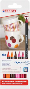 Edding Ecsetir&oacute;n k&eacute;szlet, porcel&aacute;nra,  "4200 Warm color", 6 k&uuml;l&ouml;nb&ouml;ző sz&iacute;n (TED4200W)