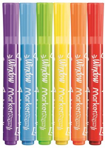 Maped Ablakfilc k&eacute;szlet, vastag, t&ouml;rlőkendővel, 5 mm,  "Marker`Peps", 6 k&uuml;l&ouml;nb&ouml;ző sz&iacute;n (IMA844822)