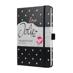 Sigel Napt&aacute;r, A5, heti, 2026, kem&eacute;ny bor&iacute;t&oacute;,  "Jolie", Dark love (SIJ6335)