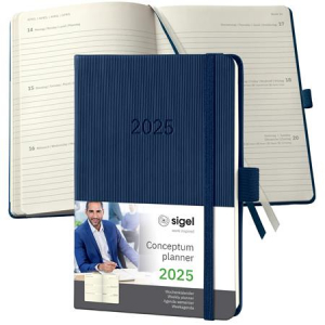 Sigel Naptár, A6, heti, 2025, kemény borító,  "Conceptum", éjkék (SIC2563)