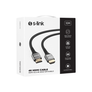 S-link K&aacute;bel - SLX-HD4K10 (HDMI1.4 k&aacute;bel, 4K/30Hz, apa/apa, aranyozott, 10m) (37597)