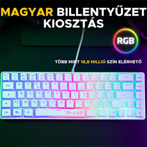 The G-Lab Gamer Billentyűzet - KEYZ HYDROGEN W/HU (RGB LED, TKL, USB, feh&eacute;r, magyar) (KEYZ-HYDROGEN-W/HU)