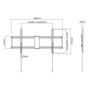 Manhattan TV &aacute;llv&aacute;ny - Fali fix ultrav&eacute;kony TV &aacute;llv&aacute;ny Fekete (max.VESA:800x400)(43"-100"-ig) 70kg teherb&iacute;r&aacute;s (461948)