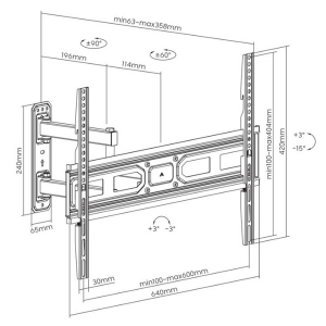 Manhattan TV &aacute;llv&aacute;ny - Fali, d&ouml;nthető, forgathat&oacute;, TV &aacute;llv&aacute;ny Fekete (max.VESA:600x400)(37"-70"-ig) 35 kg (462426)