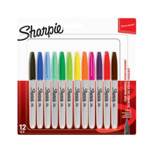SHARPIE Alkoholos marker, 1 mm, k&uacute;pos,  "Fine Point", 12 k&uuml;l&ouml;nb&ouml;ző sz&iacute;n (SR2065404)