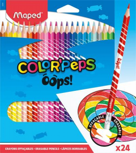 Maped Sz&iacute;nes ceruza k&eacute;szlet, h&aacute;romsz&ouml;gletű, rad&iacute;rozhat&oacute;,  "Color`Peps Oops", 24 k&uuml;l&ouml;nb&ouml;ző sz&iacute;n (IMA832824)