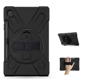 Defender műanyag telefonv&eacute;dő (&uuml;t&eacute;s&aacute;ll&oacute;s&aacute;g, kit&aacute;maszt&oacute;, 360&deg; + k&eacute;zp&aacute;nt) FEKETE SamsungGalaxy Tab S6 Lite 10.4 LTE (SM-P625) 2024 / Galaxy Tab S6 Lite 1