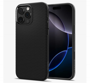 Spigen LIQUID AIR T szilikon telefonvédő (ütésállóság, légpárnás sarok, rombusz, MagSafe) FEKETE Apple iPhone 16 Pro (ACS09116)