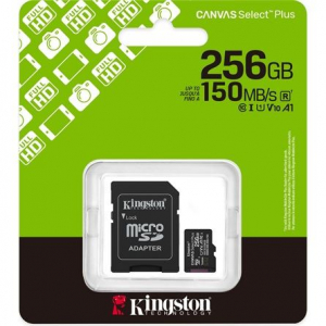 256GB Kingston Canvas Select Plus UHS-1 U1 V10 A1 microSDXC mem&oacute;riak&aacute;rtya (SDCS3/256GB)