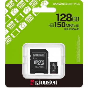 128GB Kingston Canvas Select Plus UHS-1 U1 V10 A1 microSDXC mem&oacute;riak&aacute;rtya (SDCS3/128GB)