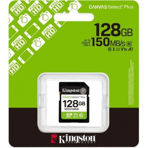 128GB Kingston Canvas Select Plus UHS-1 Class10 U1 V10 SDXC mem&oacute;riak&aacute;rtya (SDS3/128GB)