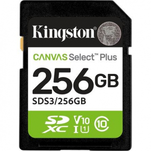 256GB Kingston Canvas Select Plus UHS-1 U1 V10 SDXC mem&oacute;riak&aacute;rtya (SDS3/256GB)