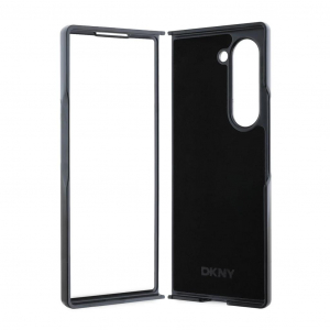 DKNY PU Leather Checkered Pattern and Stripe tok Samsung Galaxy Z Fold 6 készülékhez fekete