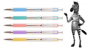 Zebra Goly&oacute;stoll, 0,24 mm, nyom&oacute;gombos, rozsdamentes ac&eacute;l, pasztell-lila tolltest,  "F-301", k&eacute;k (TZ90708)