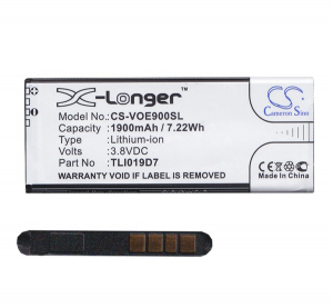 Cameron Sino Li-Ion akku (3.8V/1900mAh, Alcatel TLI019D7 kompatibilis) FEKETE Alcatel 1 (OT-5033D) (CS-VOE900SL)