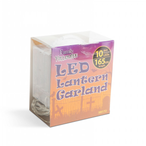 Family Halloween-i lampion f&eacute;nyf&uuml;z&eacute;r - p&oacute;kos, feh&eacute;r - 7,5 x 165 cm - 2 x AA elemes (58172)