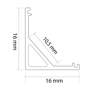Phenom LED alumínium profil sín 2000 x 16 x 16 mm íves sarok profil (41012A2)
