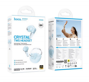 Hoco EW202 bluetooth f&uuml;lhallgat&oacute; SZTEREO (v5.4, TWS, mikrofon + t&ouml;ltőtok) VIL&Aacute;GOSK&Eacute;K (EW202_BLUE)