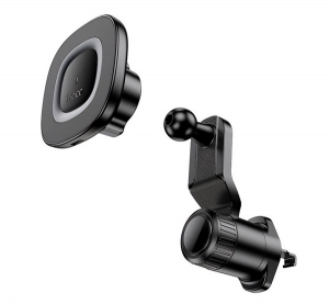 Hoco aut&oacute;s tart&oacute; (szellőzőre, m&aacute;gneses, 360&deg;, wireless, gyorst&ouml;ltő, 15W) FEKETE (HW30)