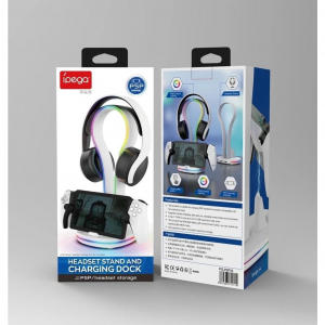 iPega P5P23 t&ouml;ltő&aacute;llv&aacute;ny RGB, Playstation Portal Remote Player k&eacute;sz&uuml;l&eacute;khez, &aacute;llv&aacute;nyos fejhallgat&oacute;, feh&eacute;r