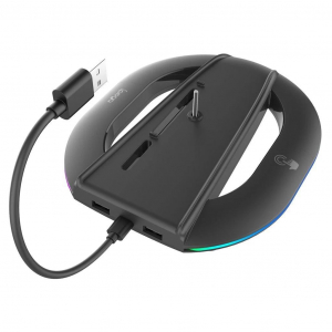iPega P5S035SAH függőleges állvány (2xUSB-A) RGB megvilágítással PS5 Slim/PS5 Pro készülékhez fekete