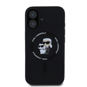 Karl Lagerfeld Liquid Silicone Karl and Choupette MagSafe tok iPhone 16 Plus készülékhez fekete