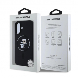 Karl Lagerfeld Liquid Silicone Karl and Choupette MagSafe tok iPhone 16 Plus készülékhez fekete