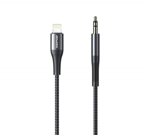 Awei CL-116L audi&oacute; k&aacute;bel (3.5mm jack - lightning, 100cm, cipőfűző) FEKETE Apple iPhone 14 Pro / iPhone 14 Plus / iPhone 14 (CL-116L_B)