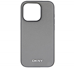 CG MOBILE DKNY SILVER METAL LOGO szilikon telefonv&eacute;dő (&uuml;t&eacute;s&aacute;ll&oacute;s&aacute;g, bőr hat&aacute;s&uacute; h&aacute;tlap, Magsafe) S&Ouml;T&Eacute;TSZ&Uuml;RKE Apple iPhone 15 Pro (DKHMP15LPGHLMS)