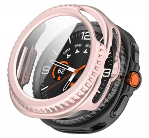 Műanyag keret (BUMPER, &uuml;t&eacute;s&aacute;ll&oacute;s&aacute;g + kijelzőv&eacute;dő &uuml;veg) R&Oacute;ZSASZ&Iacute;N Samsung Galaxy Watch 8 Classic 46mm (SM-L500) / Galaxy Watch 8 Classic eSIM 46mm (SM-