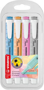 STABILO Sz&ouml;vegkiemelő k&eacute;szlet, 1-4 mm,  "Swing cool Pastel", 4 k&uuml;l&ouml;nb&ouml;ző sz&iacute;n (TST2754082)