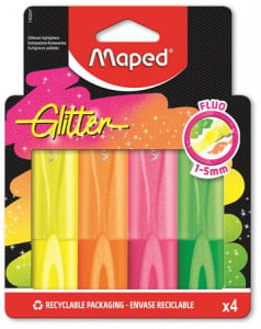 Maped Sz&ouml;vegkiemelő k&eacute;szlet, 1-5 mm,  "Glitter Fluo Peps", vegyes fluoreszk&aacute;l&oacute; sz&iacute;nek (IMA740247)