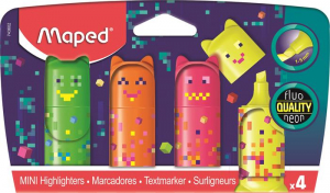 Maped Sz&ouml;vegkiemelő k&eacute;szlet, 1-5 mm,  "Pixel Party Mini", 4 k&uuml;l&ouml;nb&ouml;ző sz&iacute;n (IMA743602)