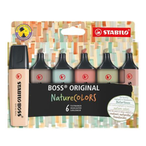 STABILO Sz&ouml;vegkiemelő k&eacute;szlet, 2-5 mm,  "BOSS original NatureColors", 6 k&uuml;l&ouml;nb&ouml;ző sz&iacute;n (TS70622)
