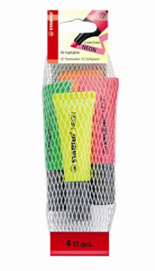 STABILO Sz&ouml;vegkiemelő k&eacute;szlet, 2-5 mm,  "Neon", 4 k&uuml;l&ouml;nb&ouml;ző sz&iacute;n (TST7241)