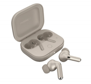 Motorola BUDS+ bluetooth f&uuml;lhallgat&oacute; SZTEREO (v5.3, TWS, mikrofon, akt&iacute;v zajszűrő, v&iacute;z&aacute;ll&oacute; + t&ouml;ltőtok) VIL&Aacute;GOSSZ&Uuml;RKE (PG38C05742)