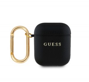 CG MOBILE GUESS PU GRAINED CLASSIC LOGO szilikon tok (karab&iacute;ner) FEKETE Apple AirPods/AirPods 2 (GUA2PGUGMK)