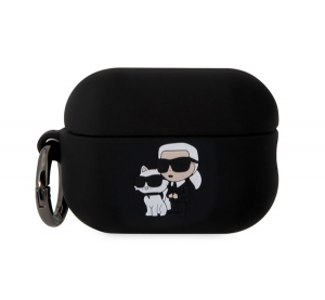 CG MOBILE KARL LAGERFELD 3D LOGO NFT KARL AND CHOUPETTE szilikon tok (karab&iacute;ner) FEKETE Apple AirPods Pro 2 (KLAP2RUNKC)